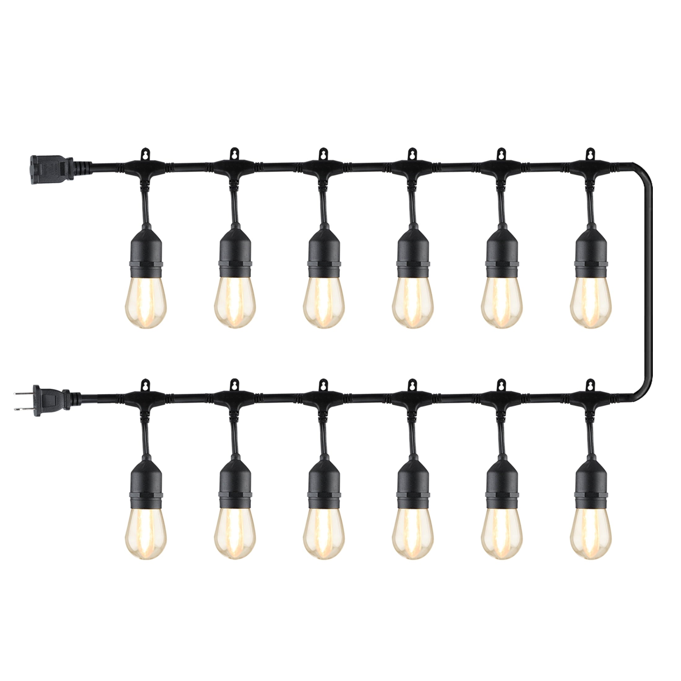 Better Homes & Gardens 24-Foot Outdoor Commercial String Lights, 12 Shatterproof LED Bulbs, Indoor/Outdoor Use