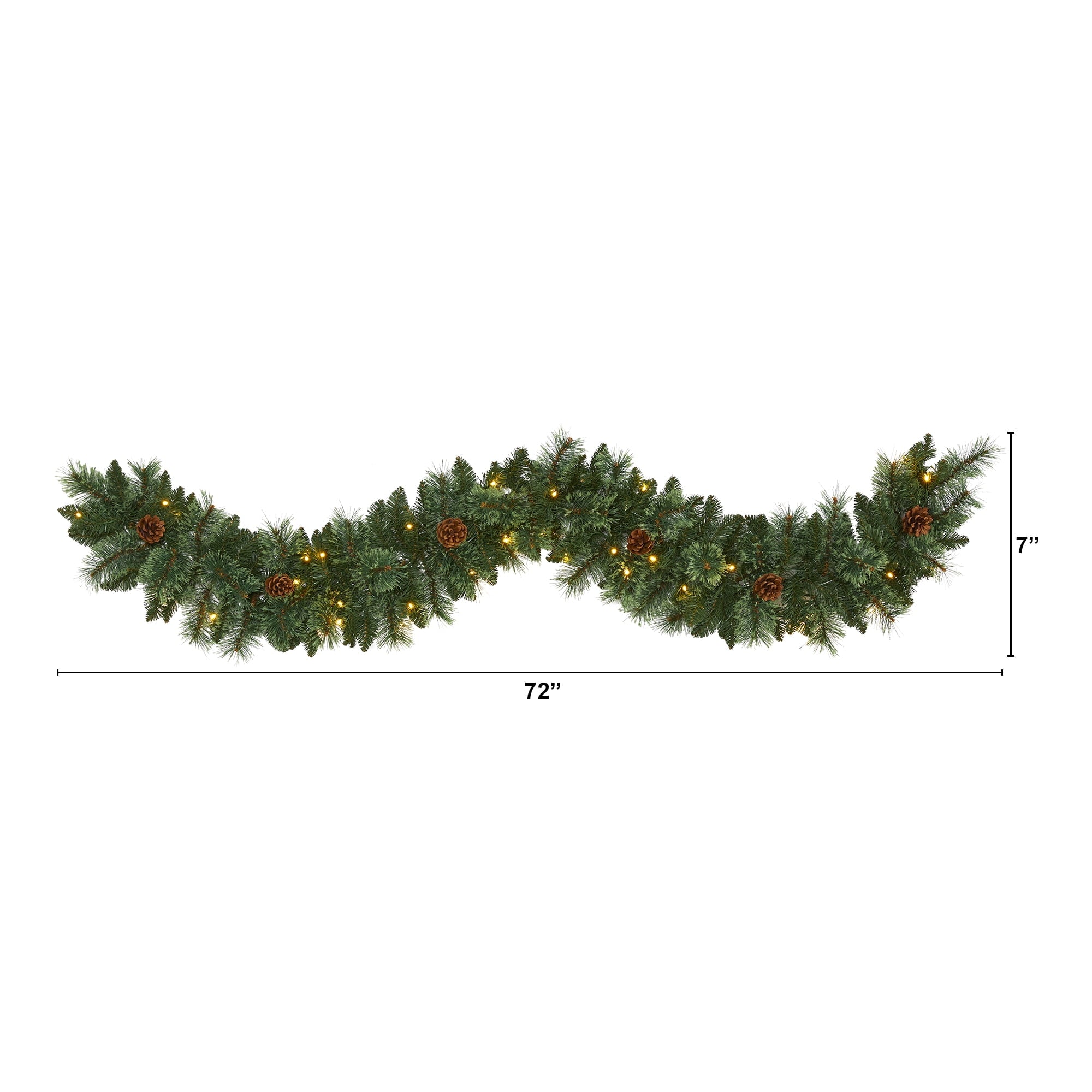 Nearly Natural Holiday Pine Prelit Battery Operated Garland, 72.00" (Assorted Colors)
