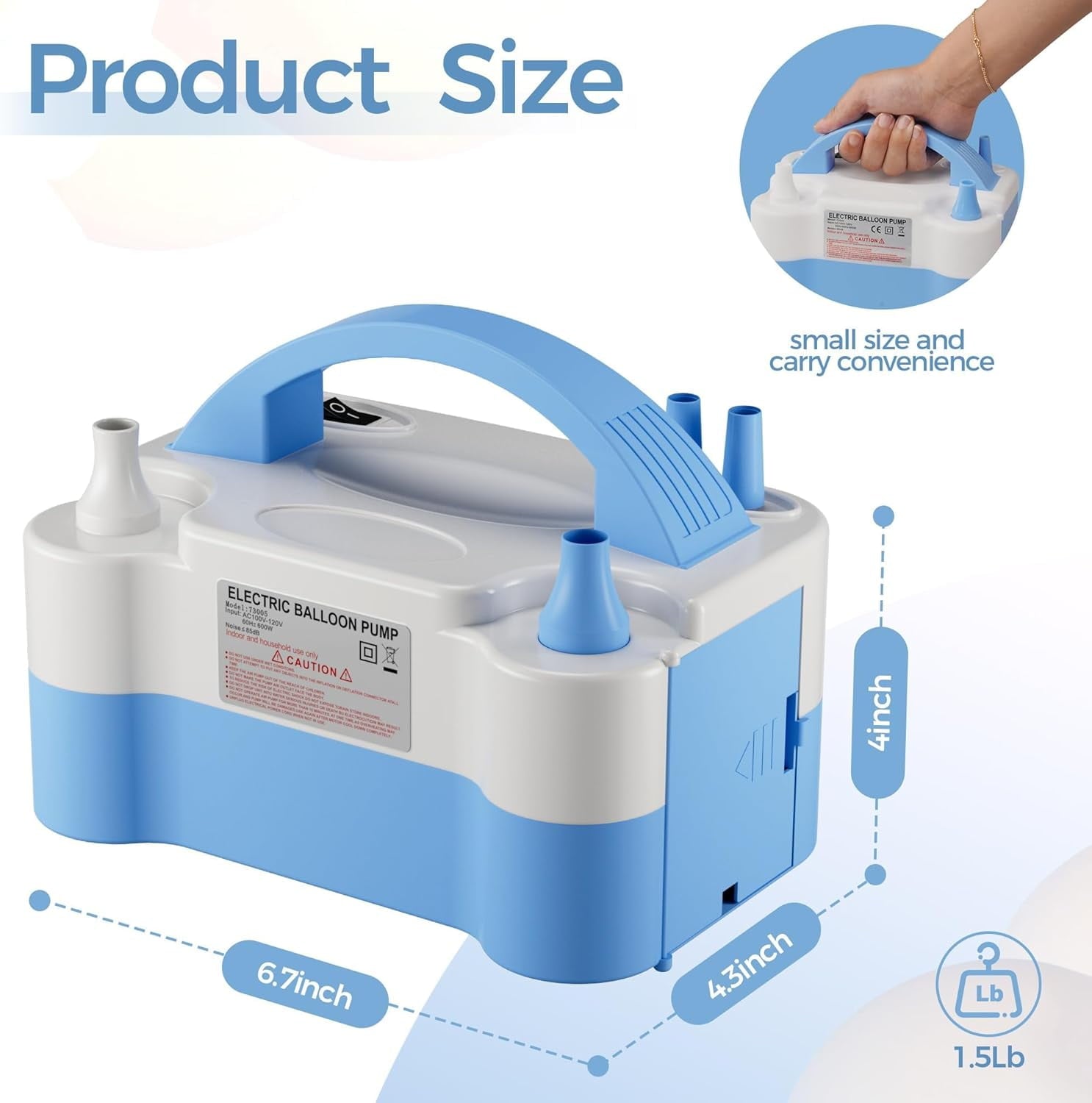 Balloon Pump - Electric Dual Nozzle Air Pump for Balloon, Portable Balloon Blower Save Time and Effort, Balloon Inflator for Parties and Decorations - 110V-120V, 600W