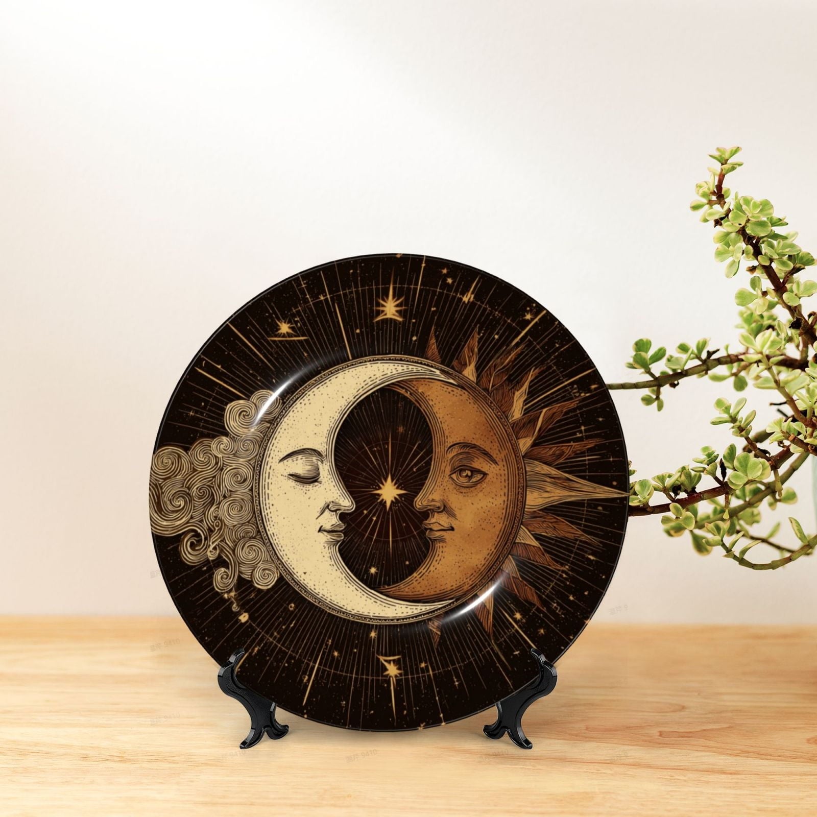 Decorative Plates – Bone China Wall & Table Decor - Sun And Moon - 6in