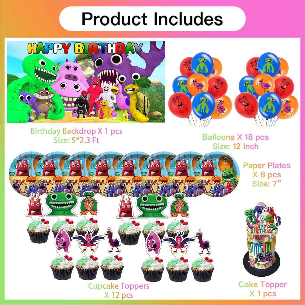 Garten of banban Party Supplies Decor Backdrop Cake Topper Plates Balloons Banner Decorations Tableware
