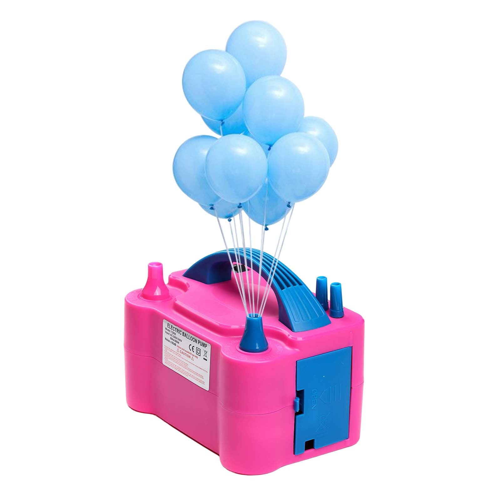 AOJA 1 Set Inflator Pump Portable Handle Double Holes Multiple Air Nozzles Labor-saving Save Time US Plug Electric Balloon Machine Home Supply