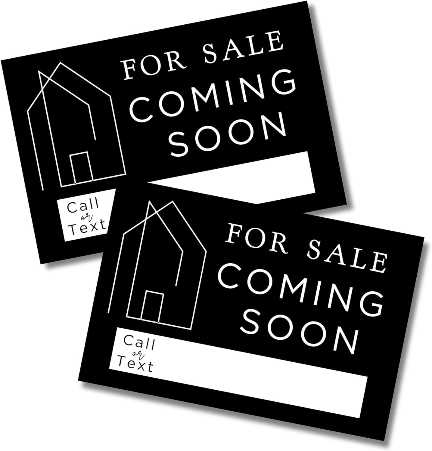 Coming Soon Real Estate Sign for Home  12 x 18 Yard Sign with H Frame Stake Home Double Sided Open House Realtor For Sale by Owner Classy Black White Minimalist Modern