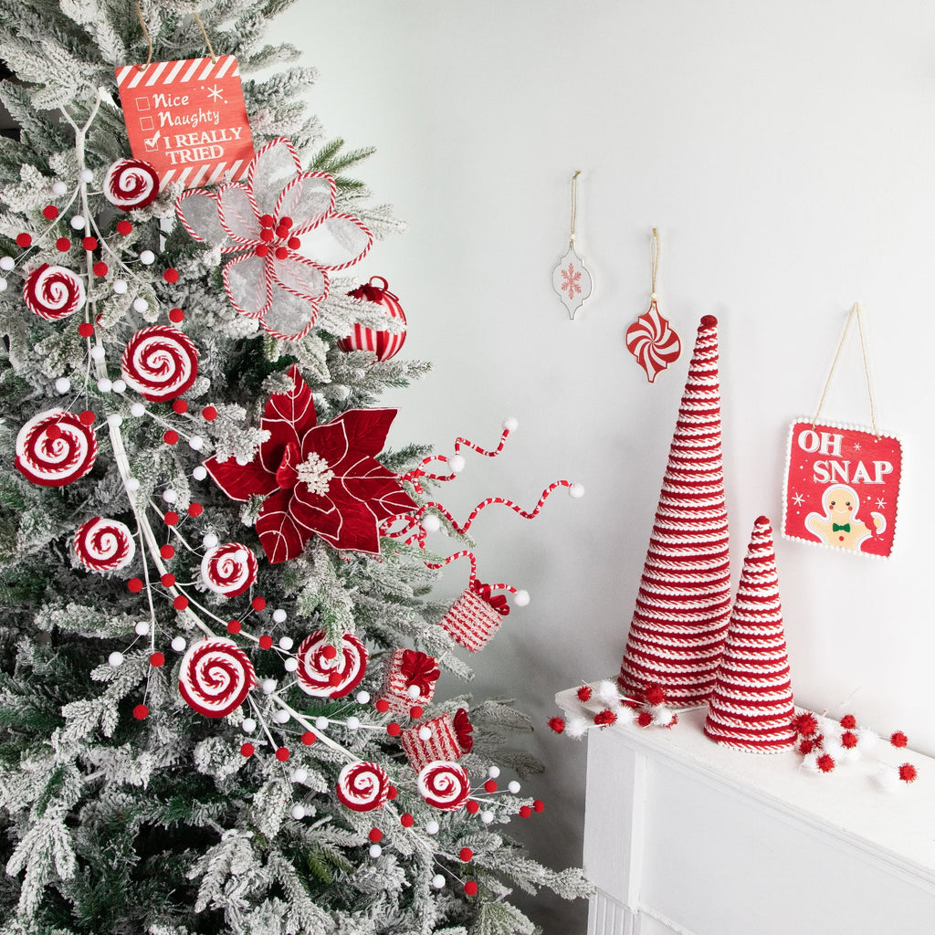Northlight 30" Candy Cane Swirls and Pom Poms Christmas Garland