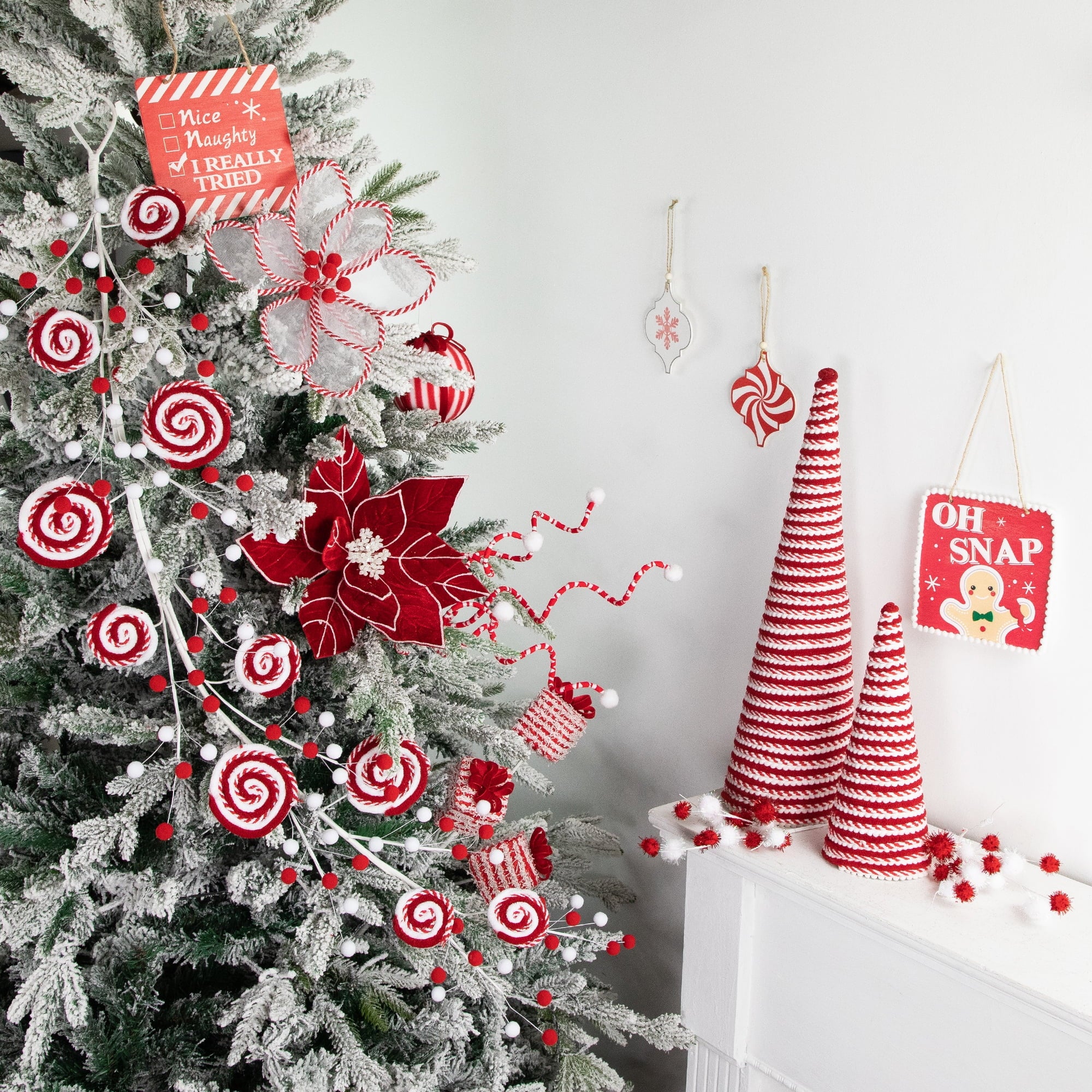Northlight 30" Candy Cane Swirls and Pom Poms Christmas Garland