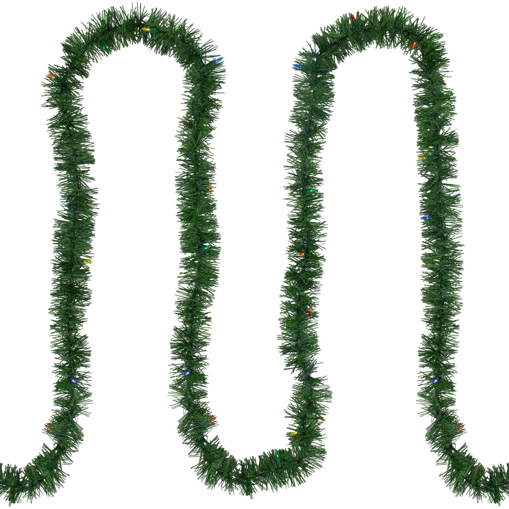 Northlight Pre-Lit LED Battery Operated Pine Artificial Christmas Garland - 18' x 3" - Multicolor