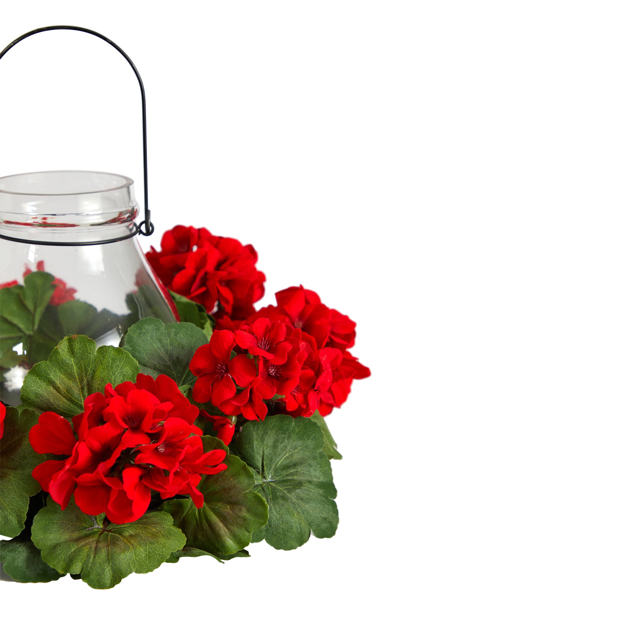 Nearly Natural 16" Red Geranium Artificial Flower Candelabrum