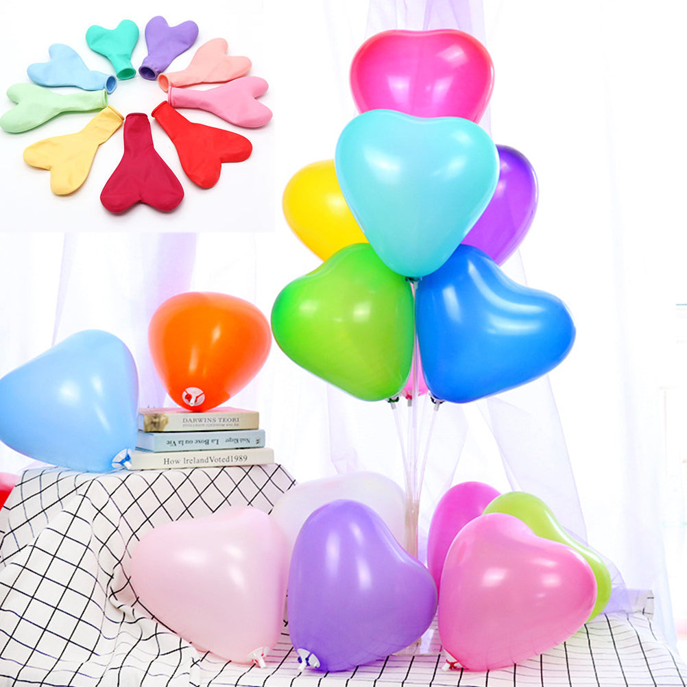 300 pcs Romantic Heart Shape Balloons Balloons Decorative Balloons Party Supplies Favors for Wedding (Purple)