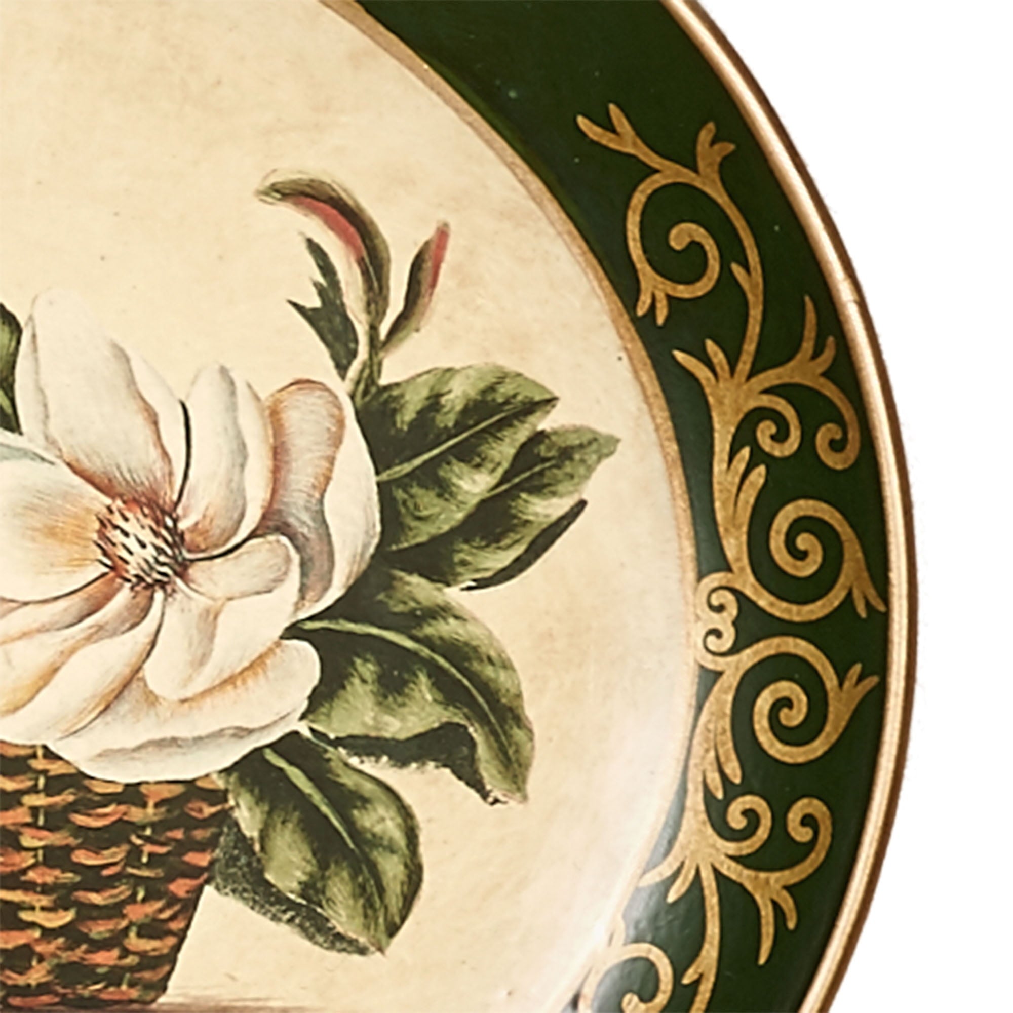 Magnolia Ceramic Floral Decorative Plates Set of Four Ivory Set of 4