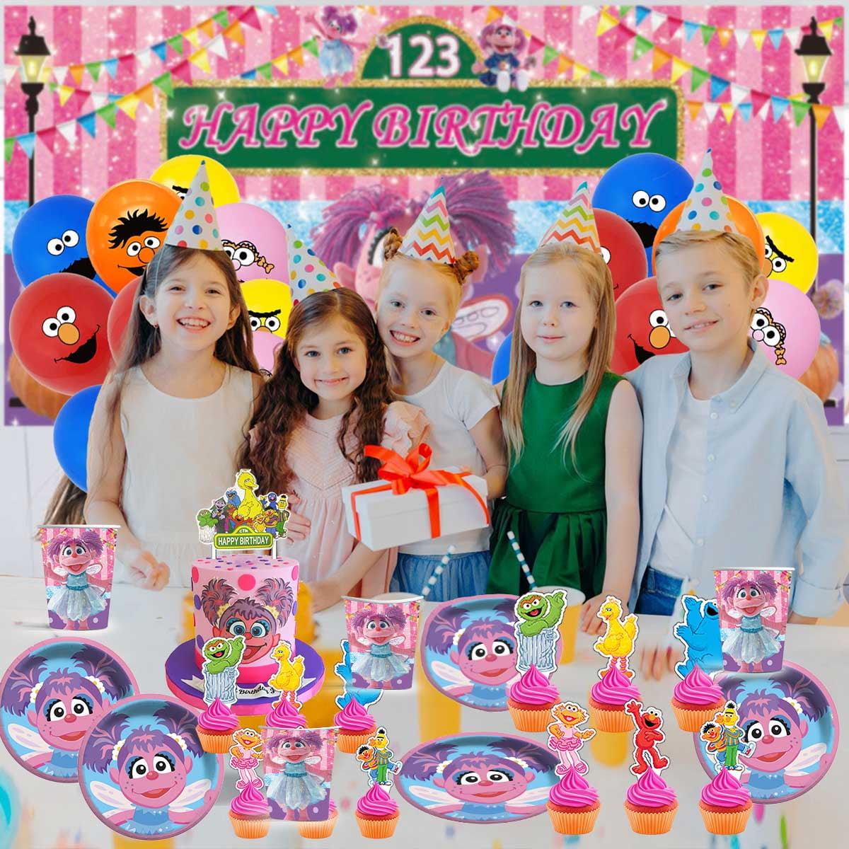 Abby Cadabby Birthday Party Supplies Balloons Paper Plates Decoration Cake Topper Decor Tableware Banner Backdrop