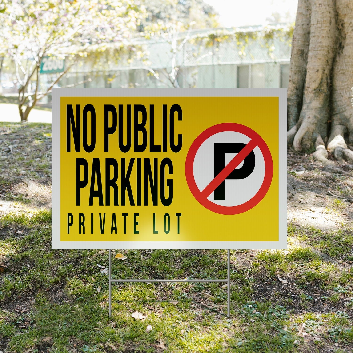 No Public Parking Private Lot Yard Sign 12 Inch x 16 Inch Double Sided Weatherproof Heavy-Duty Plastic with Stake | Clear Directions, Property Management, Outdoor Use | Made in USA