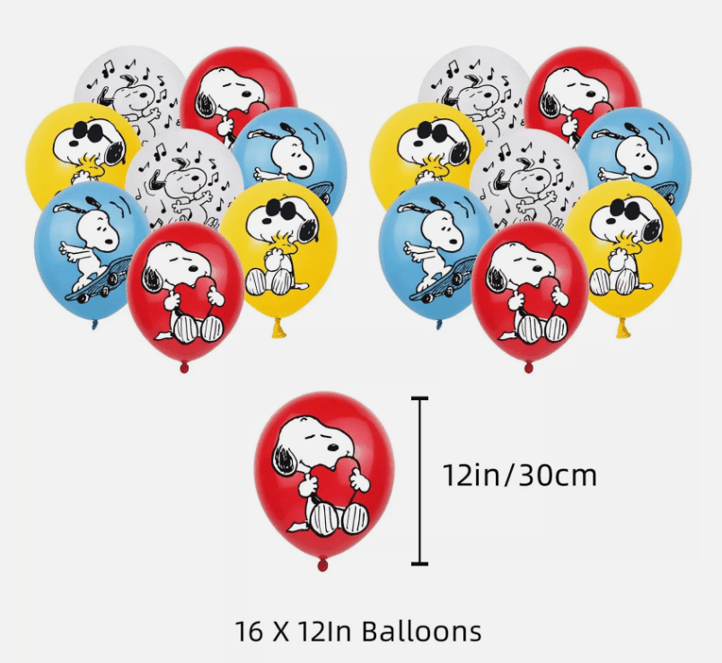 Snoopy Theme Birthday Party Supplies Set Balloon Banner Cake Toppers