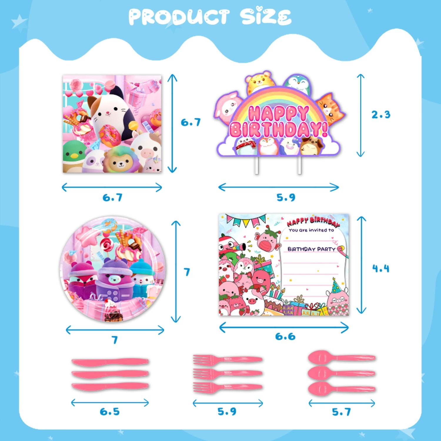 201 Pcs  Squishmallow Birthday Party Decoration, Squishmallow Party Supplies, Party Decorations for Kids Boys Girls Party Favor Include Birthday Banner, Balloons, Backdrop, Cake Topper, Sticker