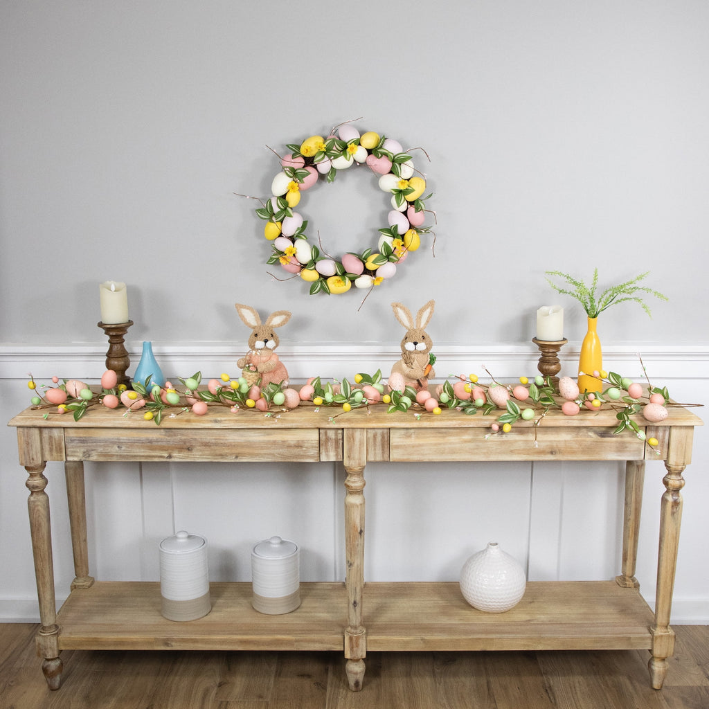 Northlight Easter Eggs and Flower Buds Artificial Garland - 6' - Pink