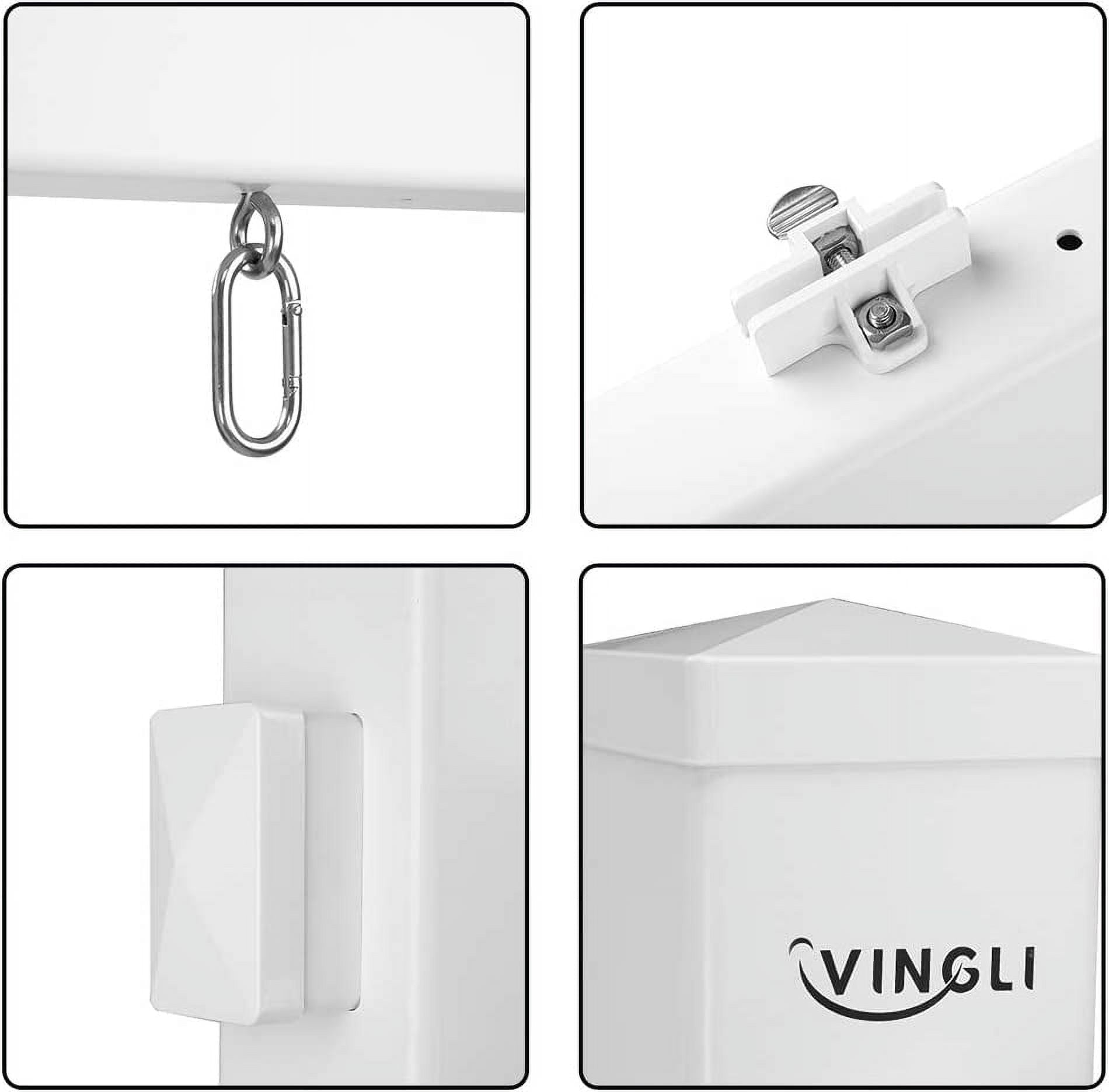 VINGLI 6' Vinyl PVC Real Estate Sign Post,  Realtor Home for Sale Hanging Ads, Business Hours Advertisement Post for Yard , Open Houese Direction, 36" Arm Holds Up to 24" Sign, White