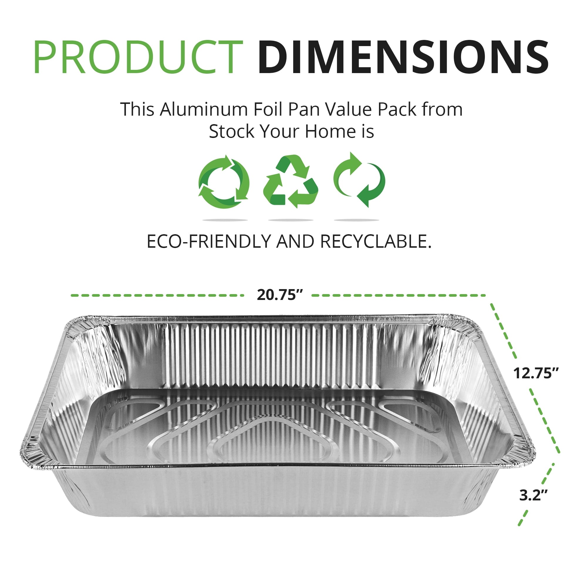 Stock Your Home 21x13" Aluminum Foil Pans (20 Piece Count) - High-Temperature Baking & Serving Trays