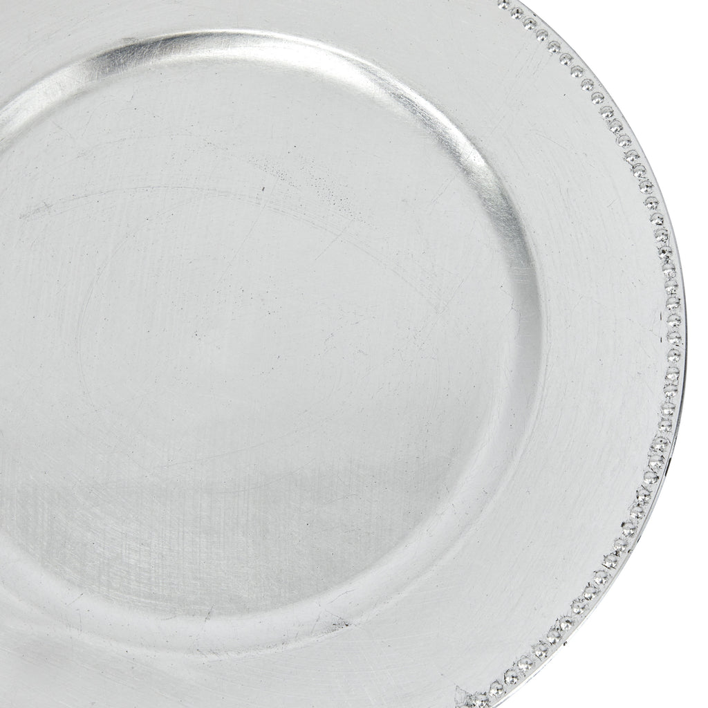 DecMode 13" Round Silver Melamine Charger, Set of 8