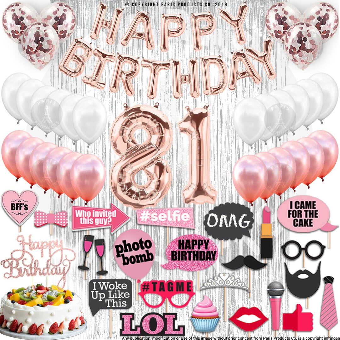 4th Birthday Decorations Party Supplies, Rose Gold 4Number Balloons 4th Foil Mylar Balloons Latex Balloon Decoration 4th Birthday Gifts