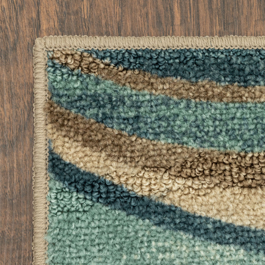 Mainstays Geometric Blue Brown Waves Indoor Hallway Runner Rug, 2'x6'