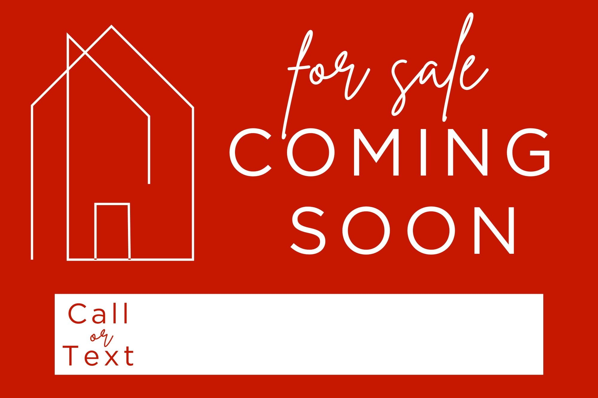 Coming Soon Real Estate Sign for Home  12 x 18 Yard Sign with H Frame Stake Home Double Sided Open House Realtor For Sale by Owner Red White Minimalist Modern