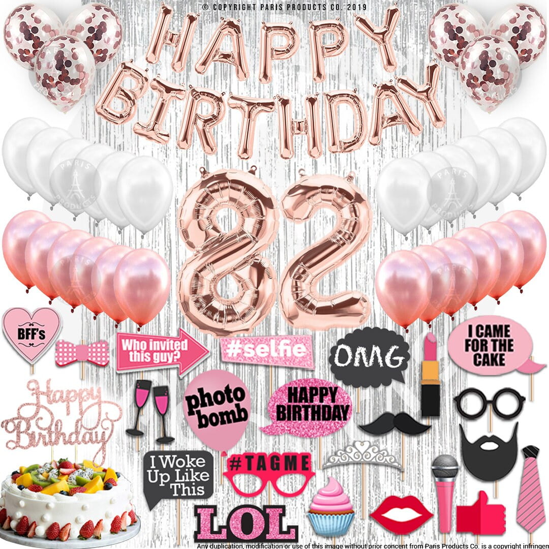 4th Birthday Decorations Party Supplies, Rose Gold 4Number Balloons 4th Foil Mylar Balloons Latex Balloon Decoration 4th Birthday Gifts