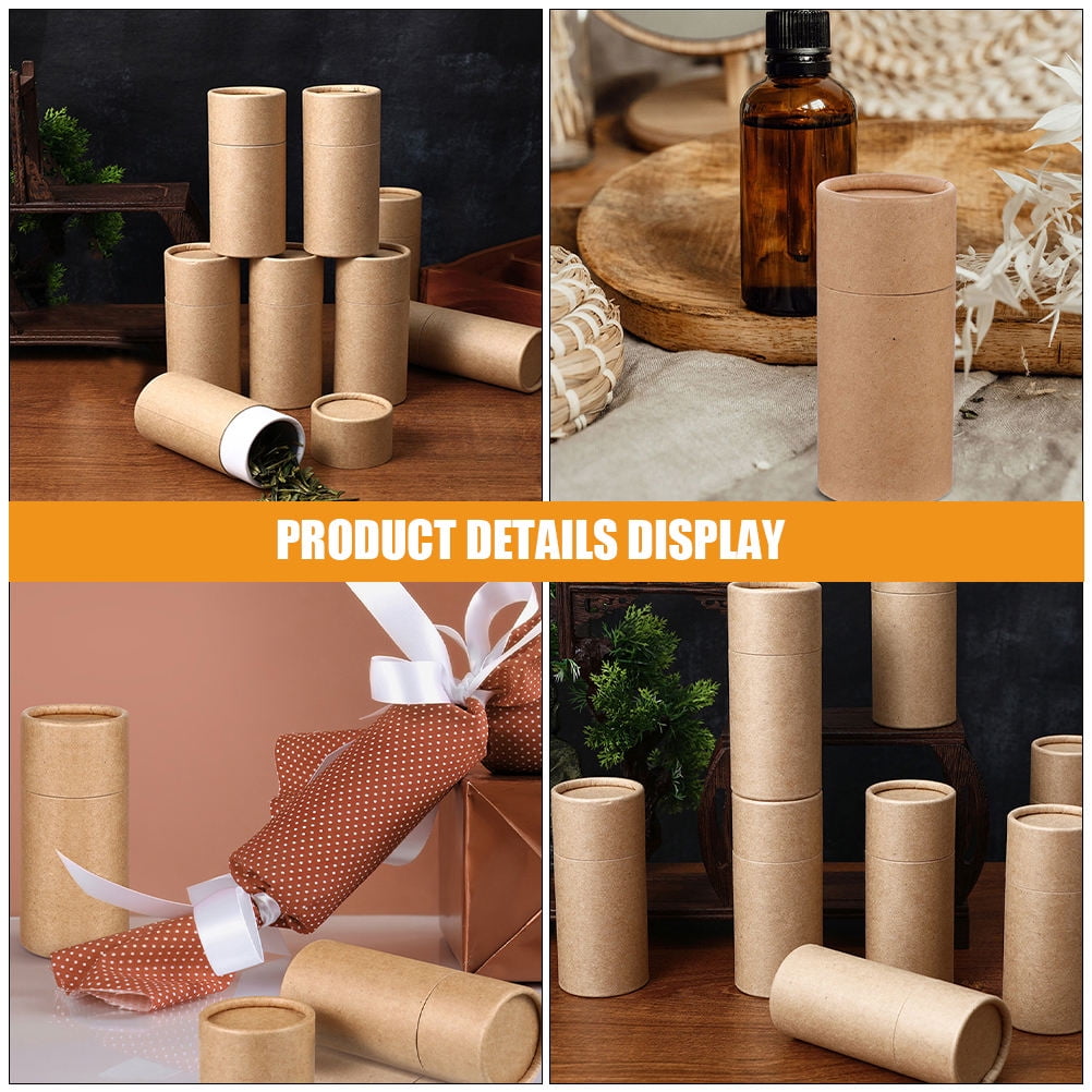 Raindrops 32 pcs  Essential Oil Wrapping Box 50ml Kraft Paper Storage Box Small Paper Tube with Lids Cardboard Tubes Round Tube Box for Craft Perfume Bottles