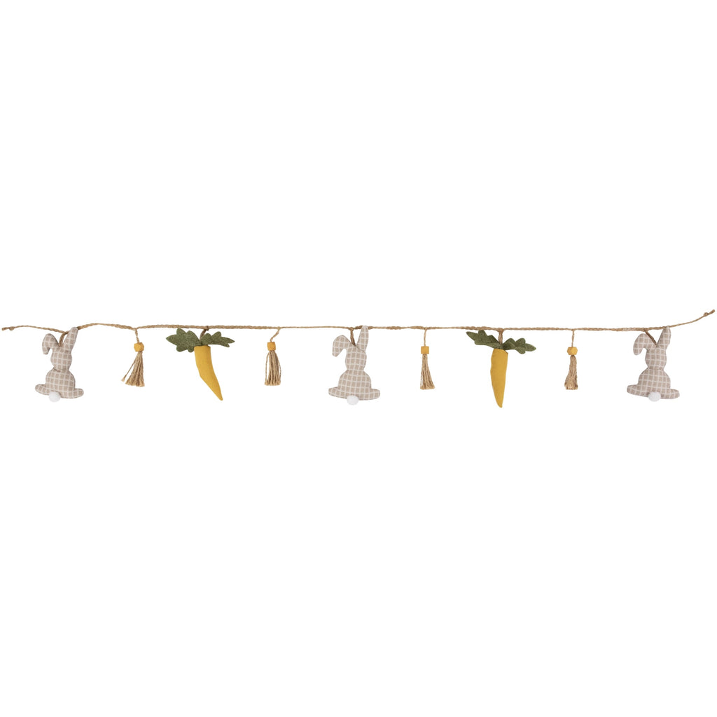 Northlight Fabric Rabbits and Carrots Easter Garland -3.5'