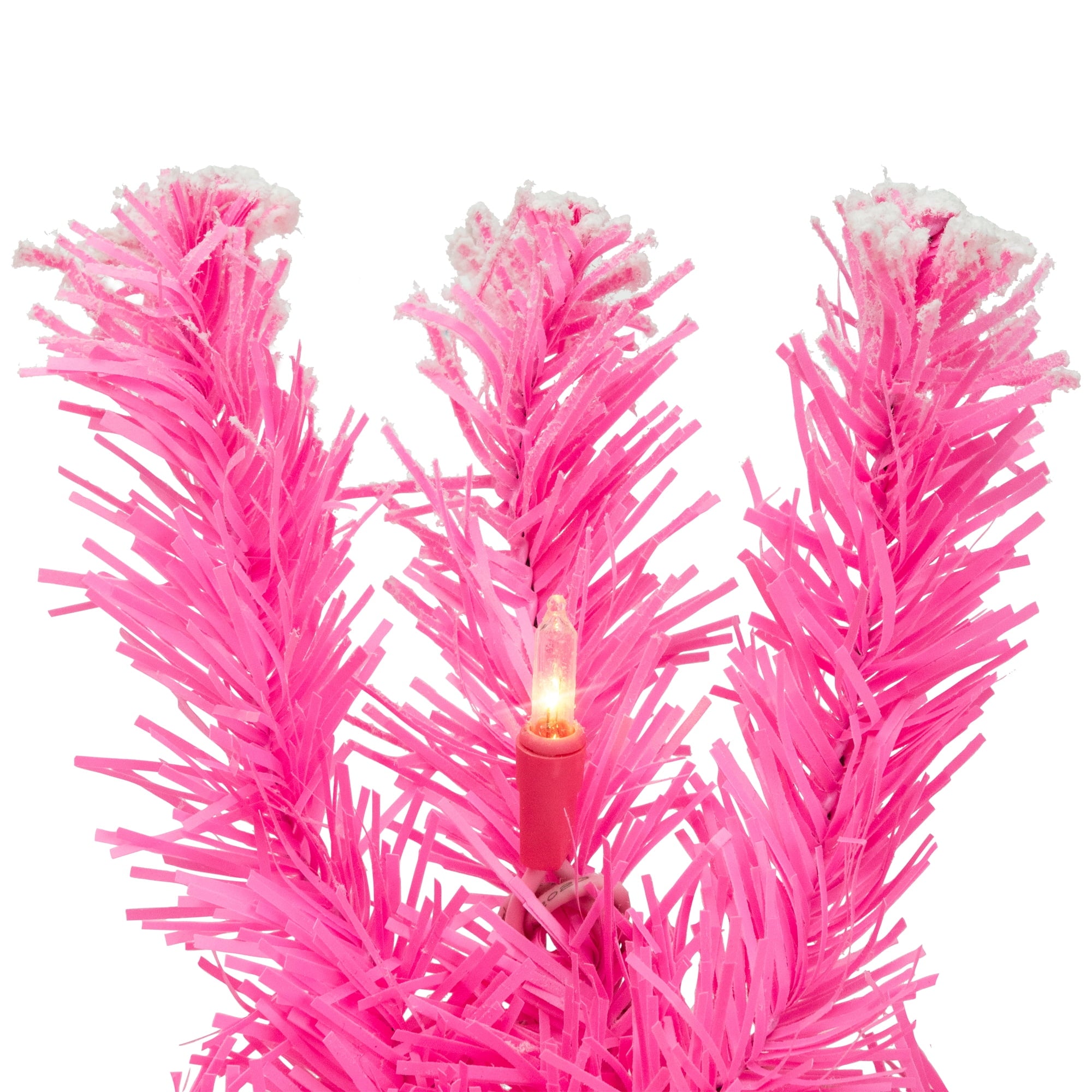Northlight Pre-Lit Artificial Flocked Pine Christmas Garland - 9' - Pink - Clear Lights
