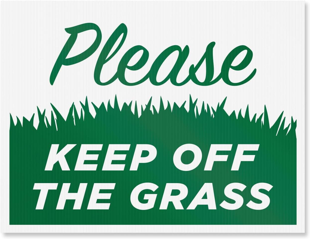 Keep Off Grass Yard Signs with H-Frame Stakes, 17" x 13" Corrugated Plastic Keep Off Grass Signs for Yard (Pack of 4)