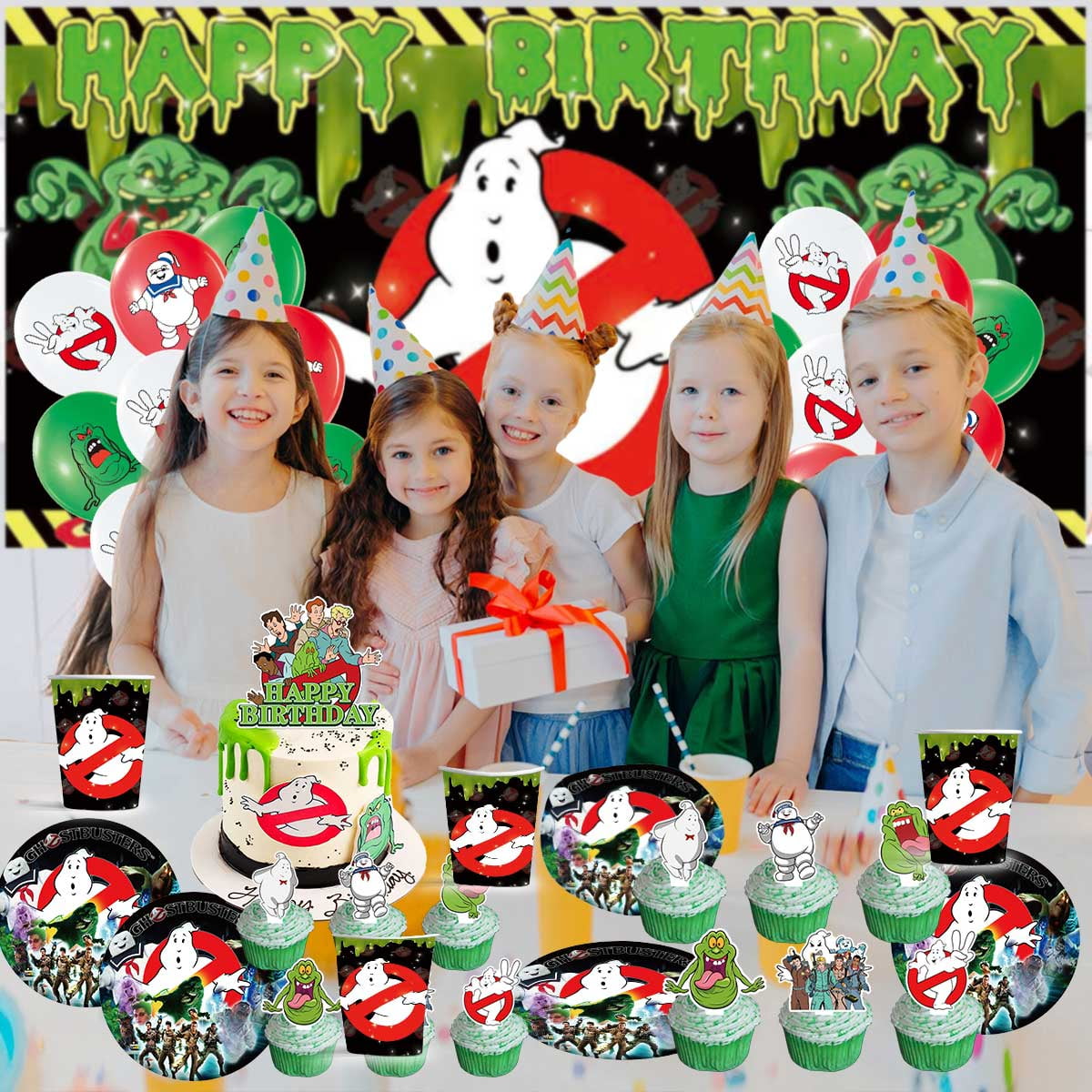 Ghostbusters Balloons Supplies Party Decor Plates Decorations Banner Cake Topper Tableware Banner Backdrop