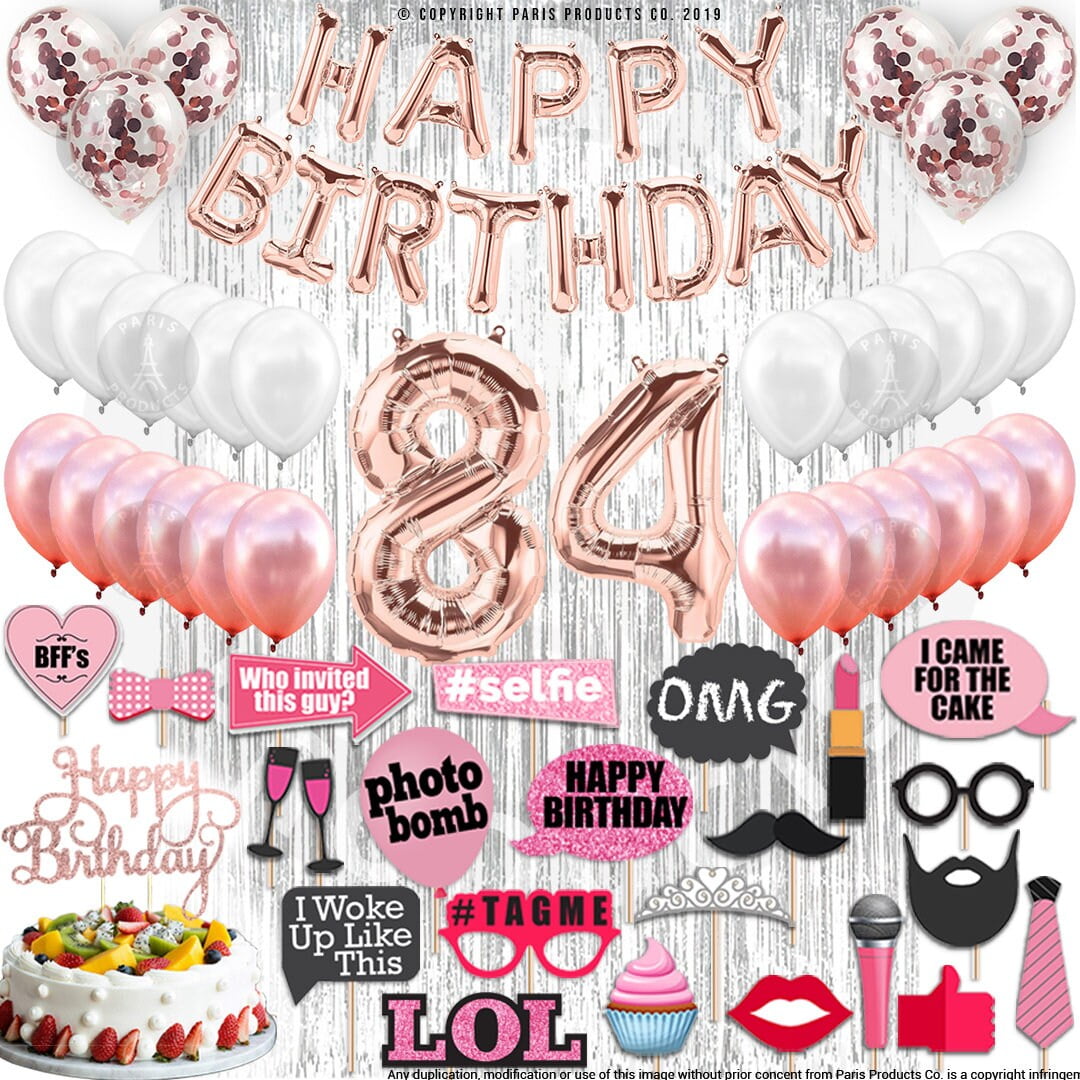 4th Birthday Decorations Party Supplies, Rose Gold 4Number Balloons 4th Foil Mylar Balloons Latex Balloon Decoration 4th Birthday Gifts