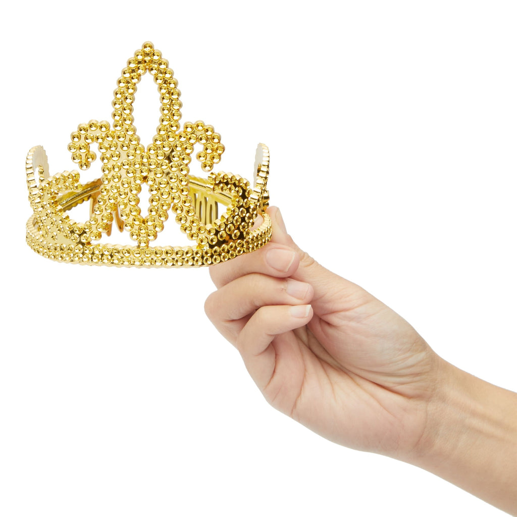 4-Pieces King and Queen Crowns Set for Kids - Gold Crowns and Tiara for Royal Theme Birthday Party Costume Accessories and Photo Booth Props