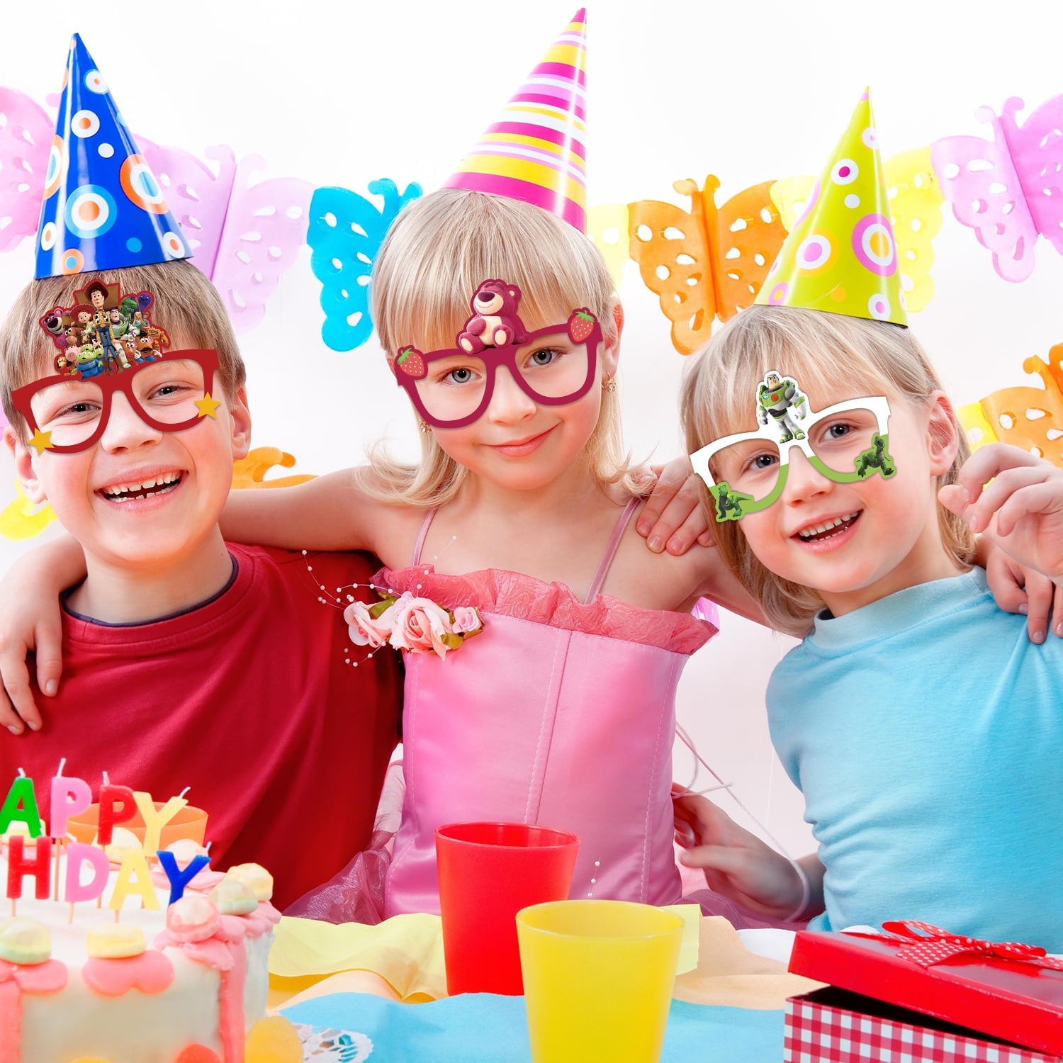 12Pcs Toy Story Themed Glasses, Party Supplies Photo Booth Prop Cartoon Character Cosplay Birthday Gift for Kids.