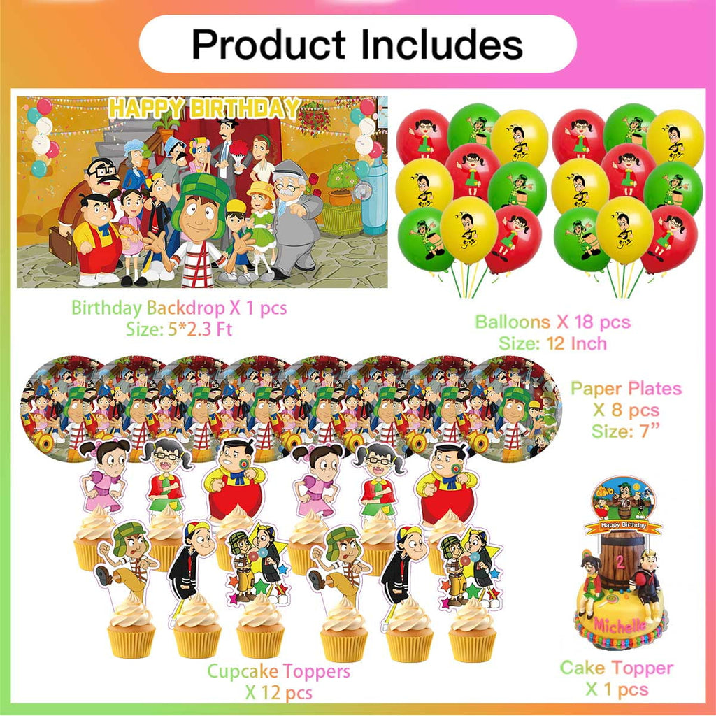 El Chavo Balloons Party Supplies Decorations Plates Banner Cake Topper Tableware Birthday Decor