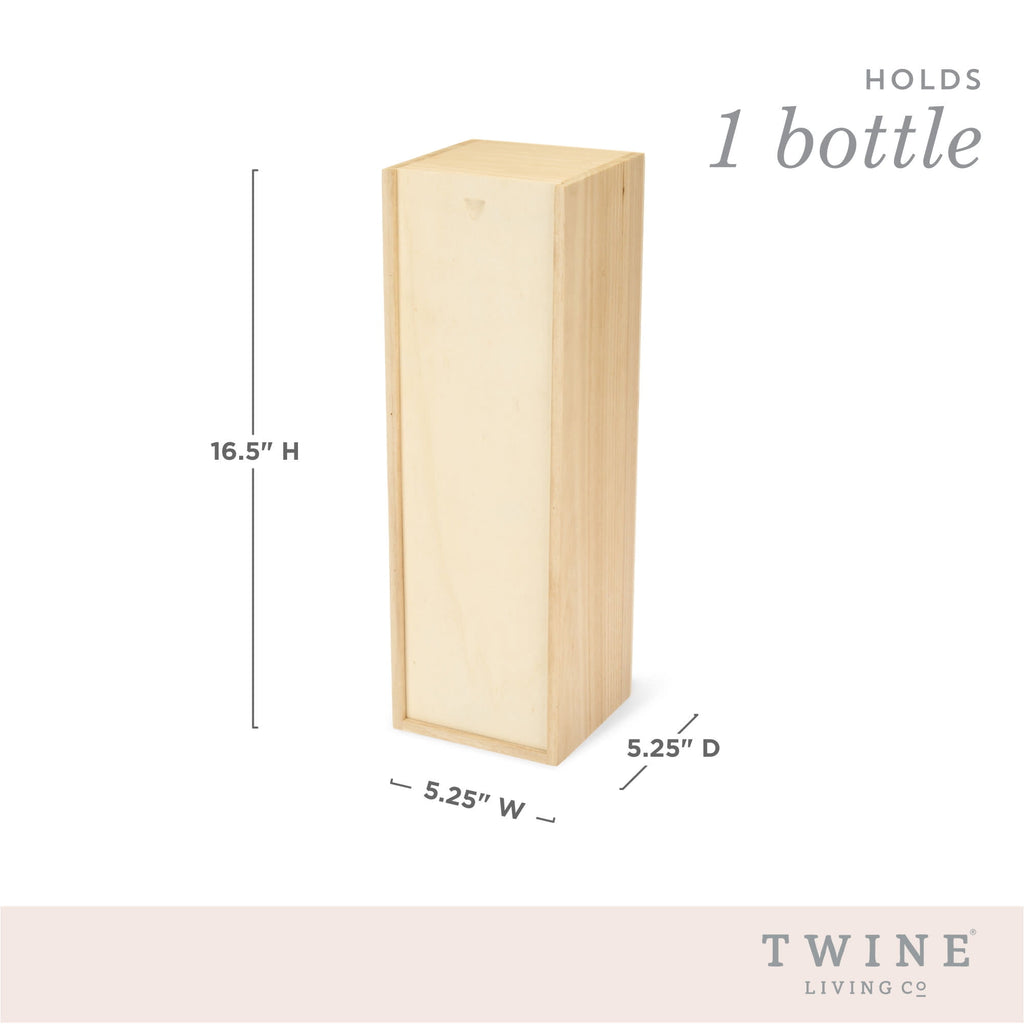 Twine Magnum Wine Gift Box 1-Bottle Wooden Wine Box, Holiday, Wedding Gifts