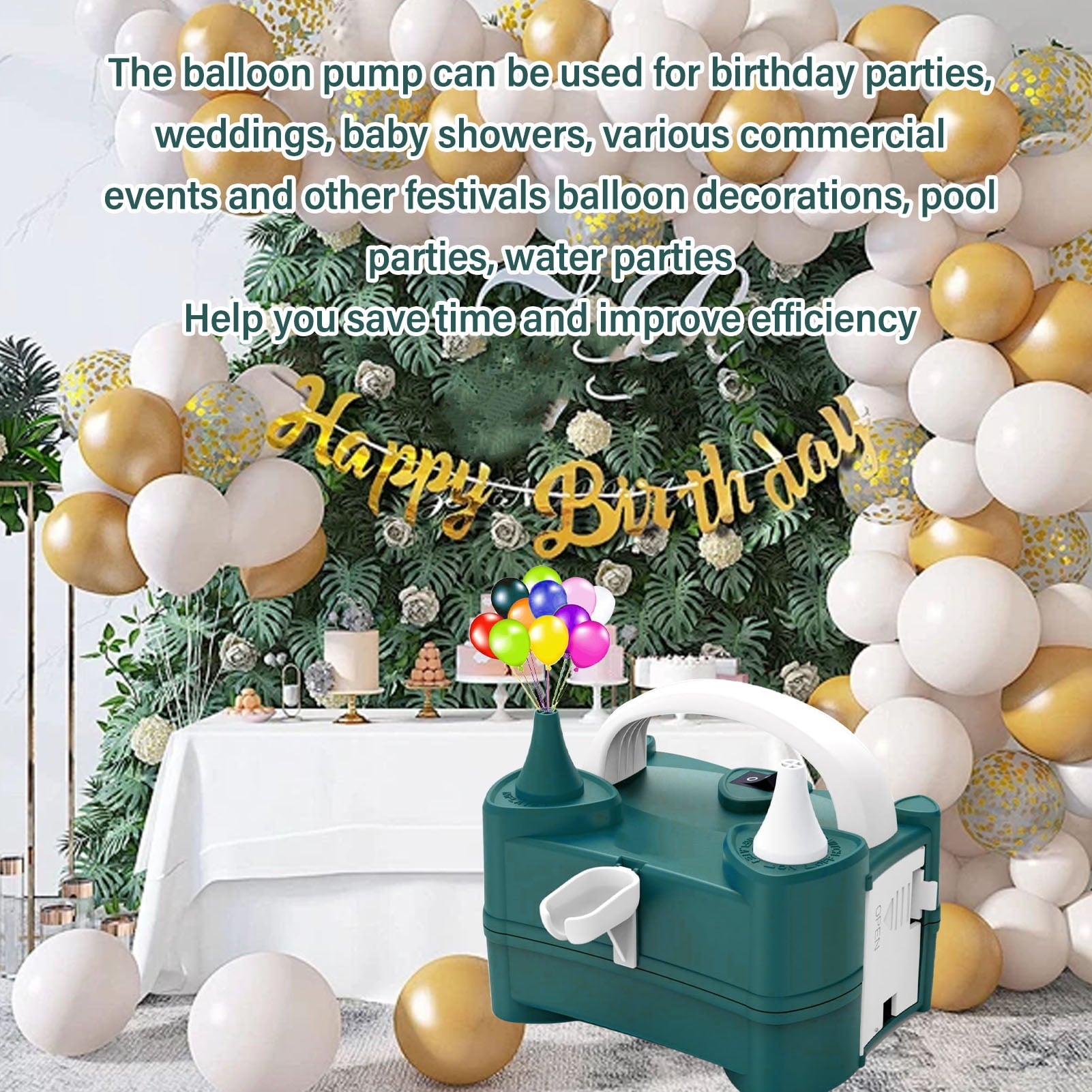High,Efficiency Balloon Air Pump, Lightweight  Powerful 600W For Home, Parties  Commercial Use