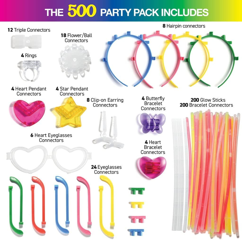 Glow Sticks Bulk 500 Pack - 200 Glowsticks And 300 Accessories - 8 Inch Ultra Bright Glow Sticks Party Pack Mixed Colors - Play22USA