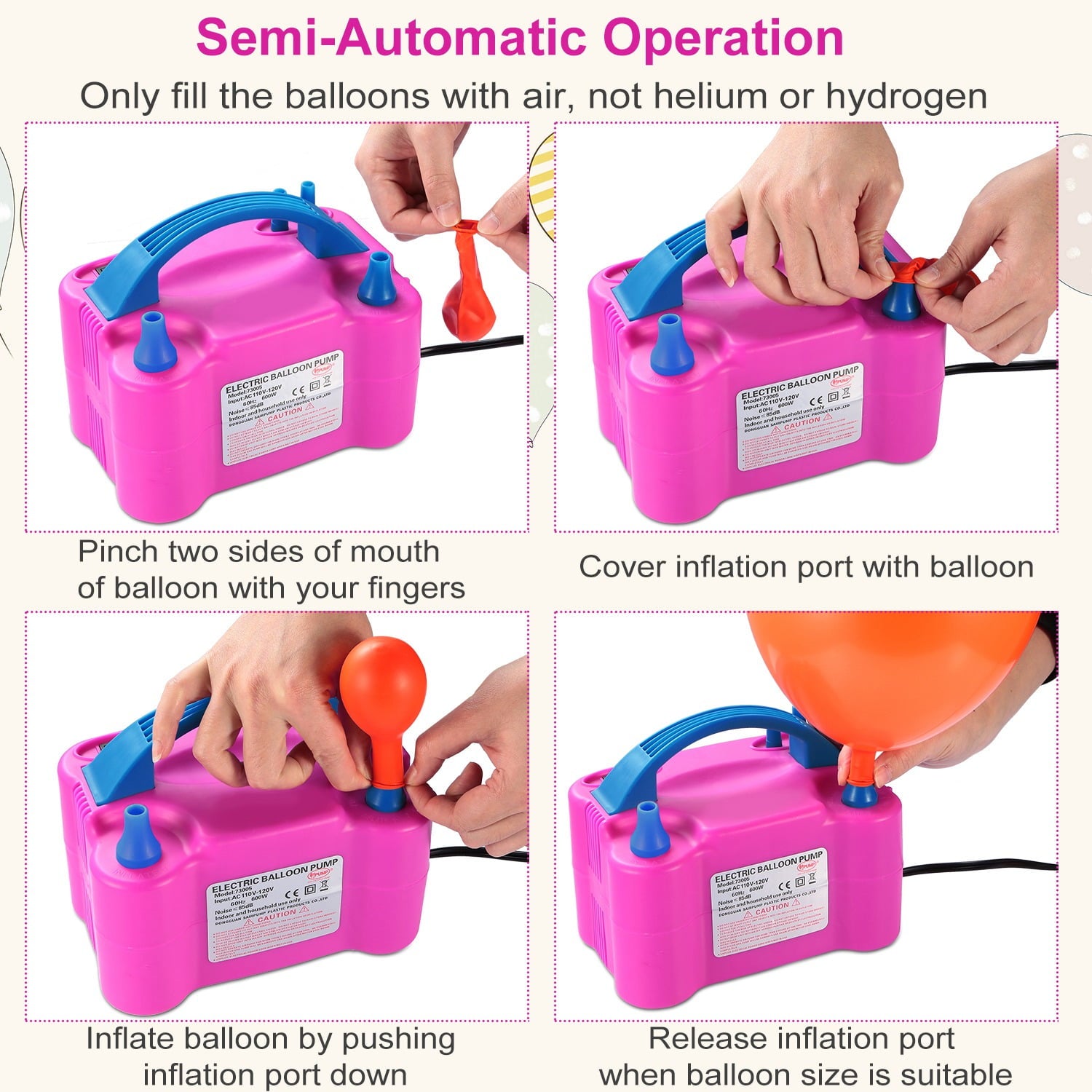 US 600W Electric Dual Nozzle Balloon Pump  Balloon Blower Inflator for Party Wedding Festival Decoration