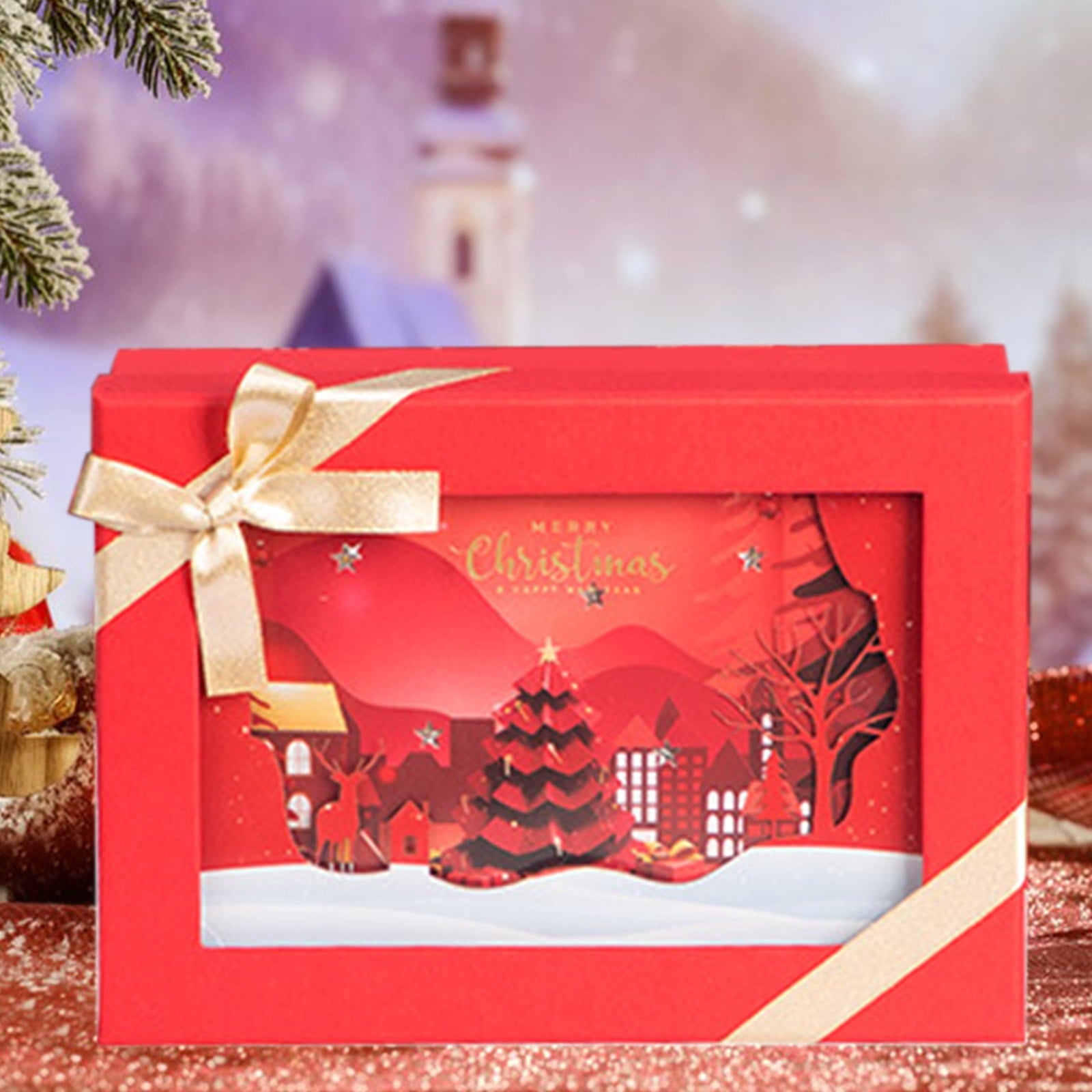 InsCrazy Christmas Deals New Christmas Girlfriend Gift Box With Lights Cute Christmas Eve Gift Box With Lights