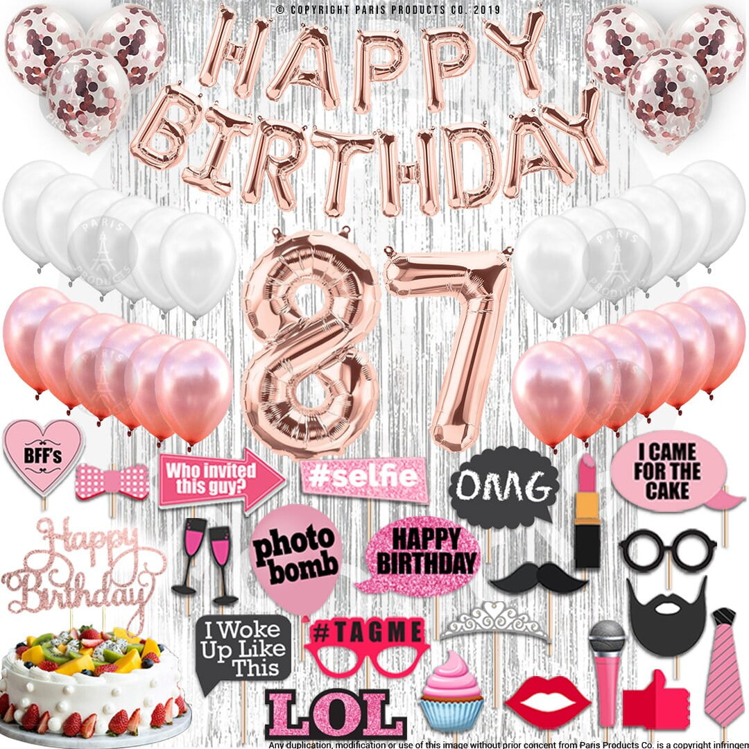 4th Birthday Decorations Party Supplies, Rose Gold 4Number Balloons 4th Foil Mylar Balloons Latex Balloon Decoration 4th Birthday Gifts