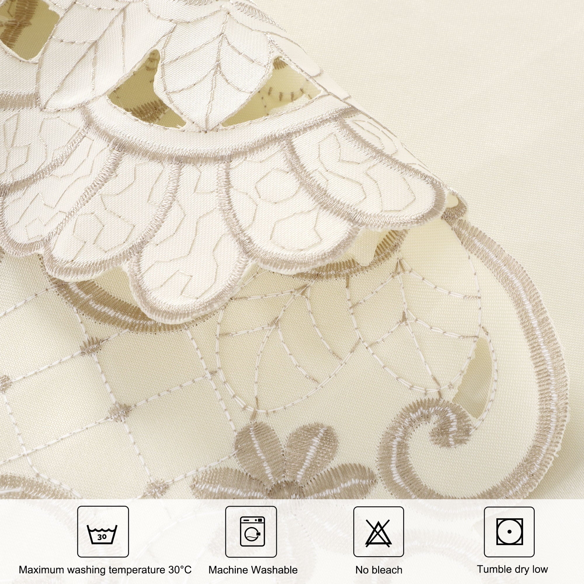 Unique Bargains Embroidered Round Tablecloth Light Beige Rose 48" Diameter