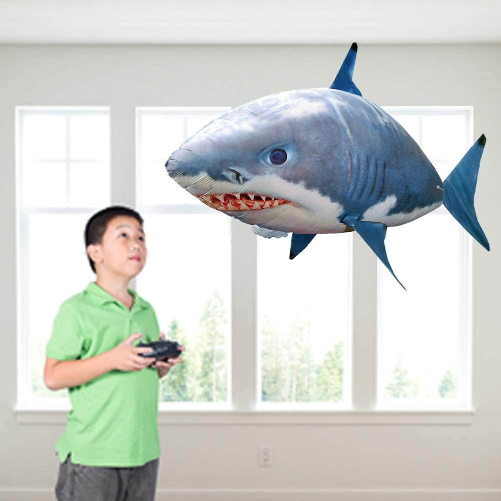 GGB-Flying Shark Toy, Remote Control Flying Shark Inflated Rc Inflatable Balloon Toy Shark Clownfish Kids Gift(Blue Shark) Vendor【0507】