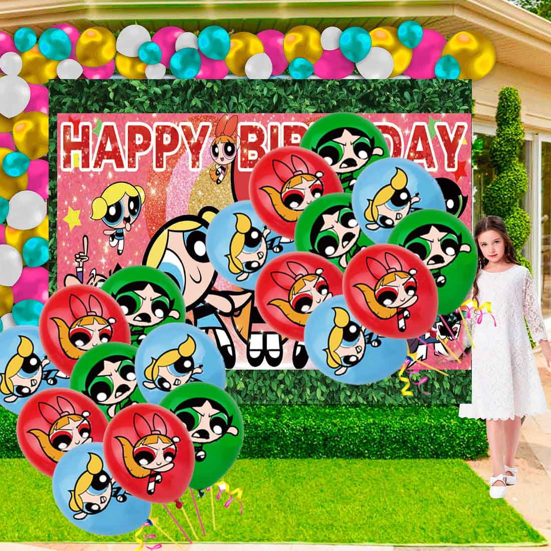 The Powerpuff Girls Party Supplies Plates Decorations Birthday Cake Topper Banner Decor Backdrop Balloons