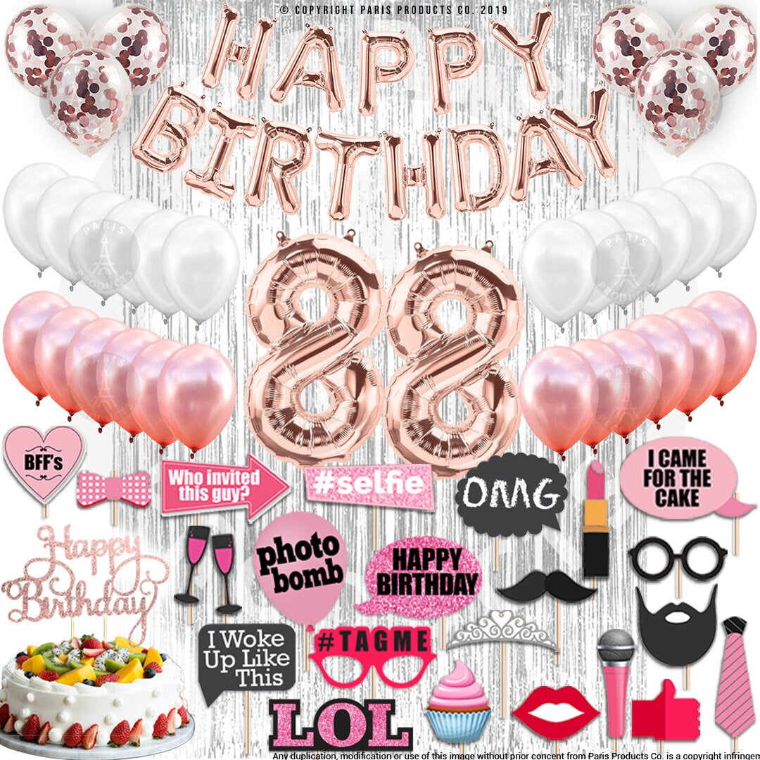 4th Birthday Decorations Party Supplies, Rose Gold 4Number Balloons 4th Foil Mylar Balloons Latex Balloon Decoration 4th Birthday Gifts