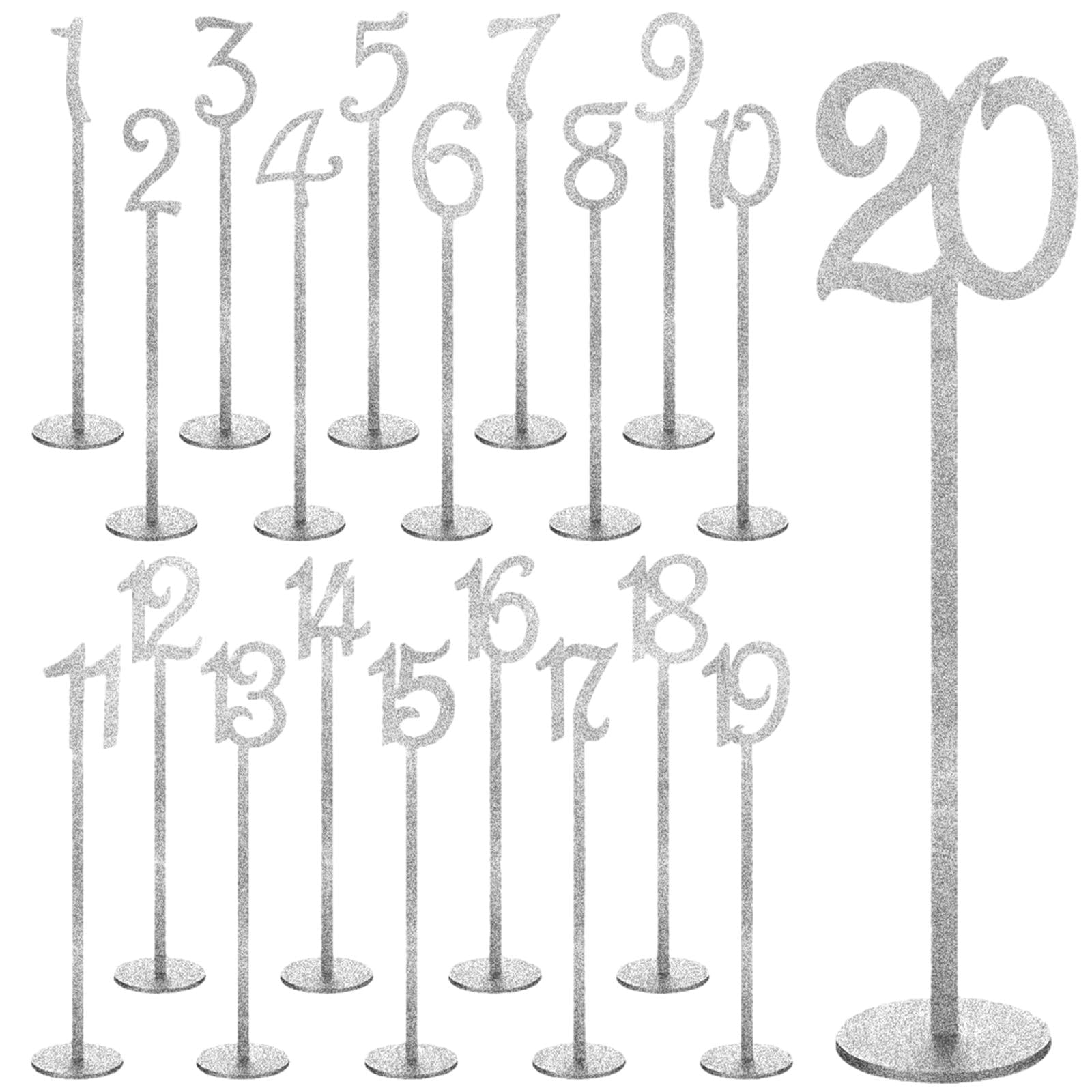 GUOOL Table Numbers, Decorative Table Number Holders, Wood Table Number Cards with Base, Place Card Holders for Wedding Anniversary 20pcs