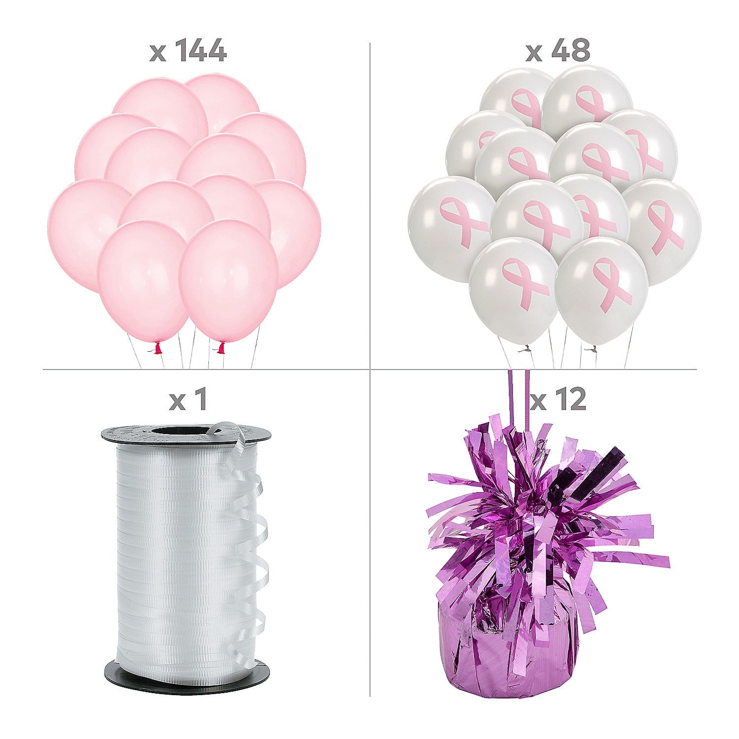 Fun Express Breast Cancer Awareness Ribbon Balloon Bouquet Kit - 205 Pc