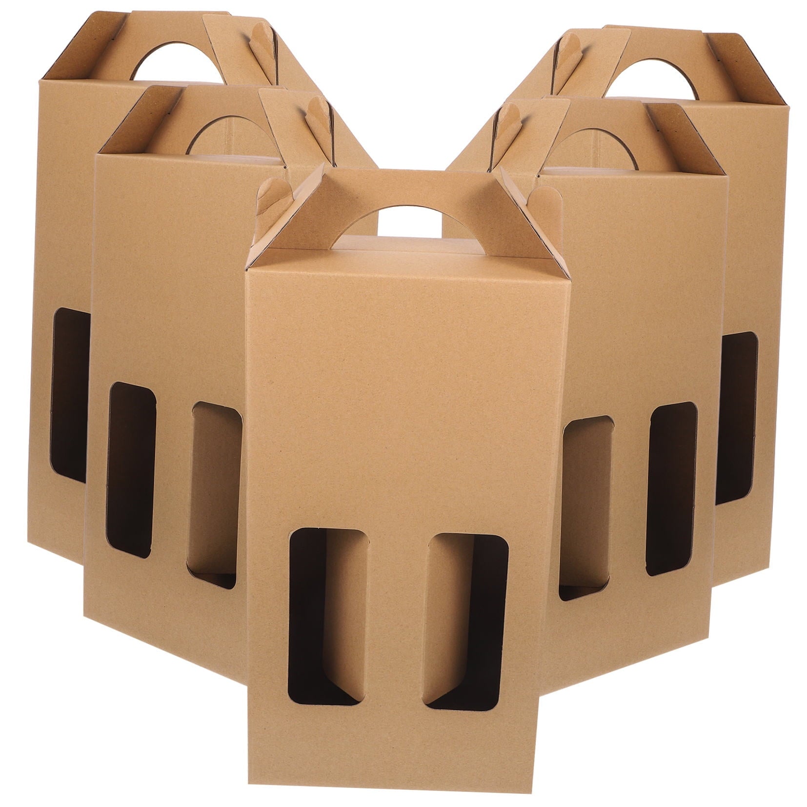 5Pcs Wine Packing Box Paper Bottle Holder Handheld Wine Holder Wine Storage Box Paper Gift Box
