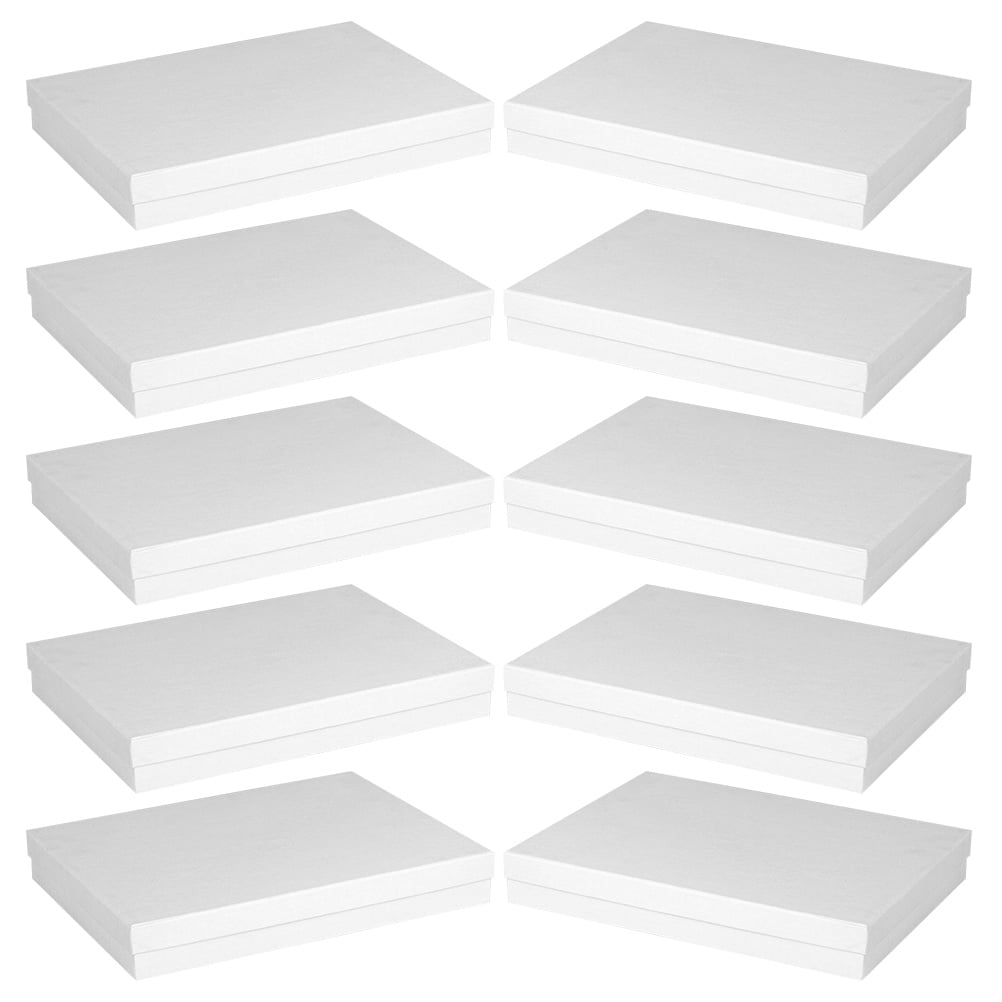 OUNONA White Cardboard Gift Boxes for Storage Use Sturdy and Durable with Lid 10 Pcs Large Size