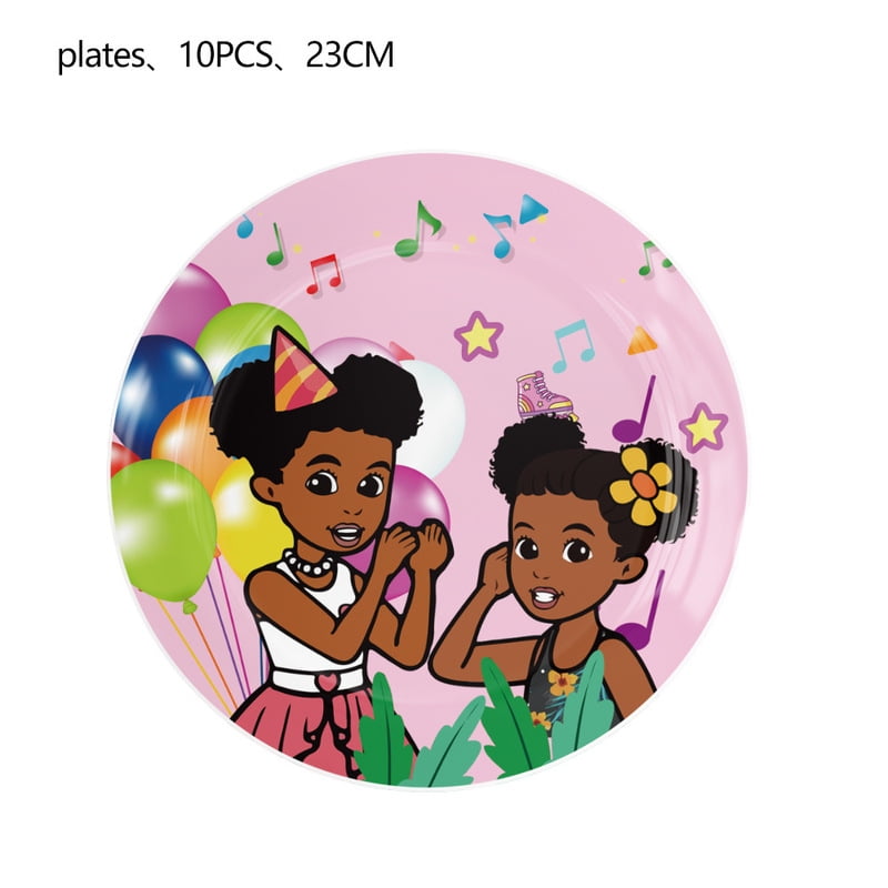 Pink Black Girl Gracies Birthday Decorations for Kids Corner Party Favors Balloons Event Supplies Disposable Tableware Gifts