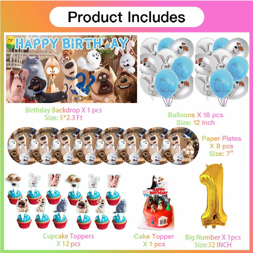 The Secret Life of Pets Balloons Party Supplies 1st Decor Tableware Birthday Cake Topper Decorations Banner Backdrop